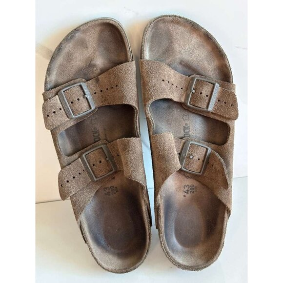 Birkenstock Mens Arizona Soft Footbed 2 Strap Slippers Brown Size 43 - Picture 1 of 7